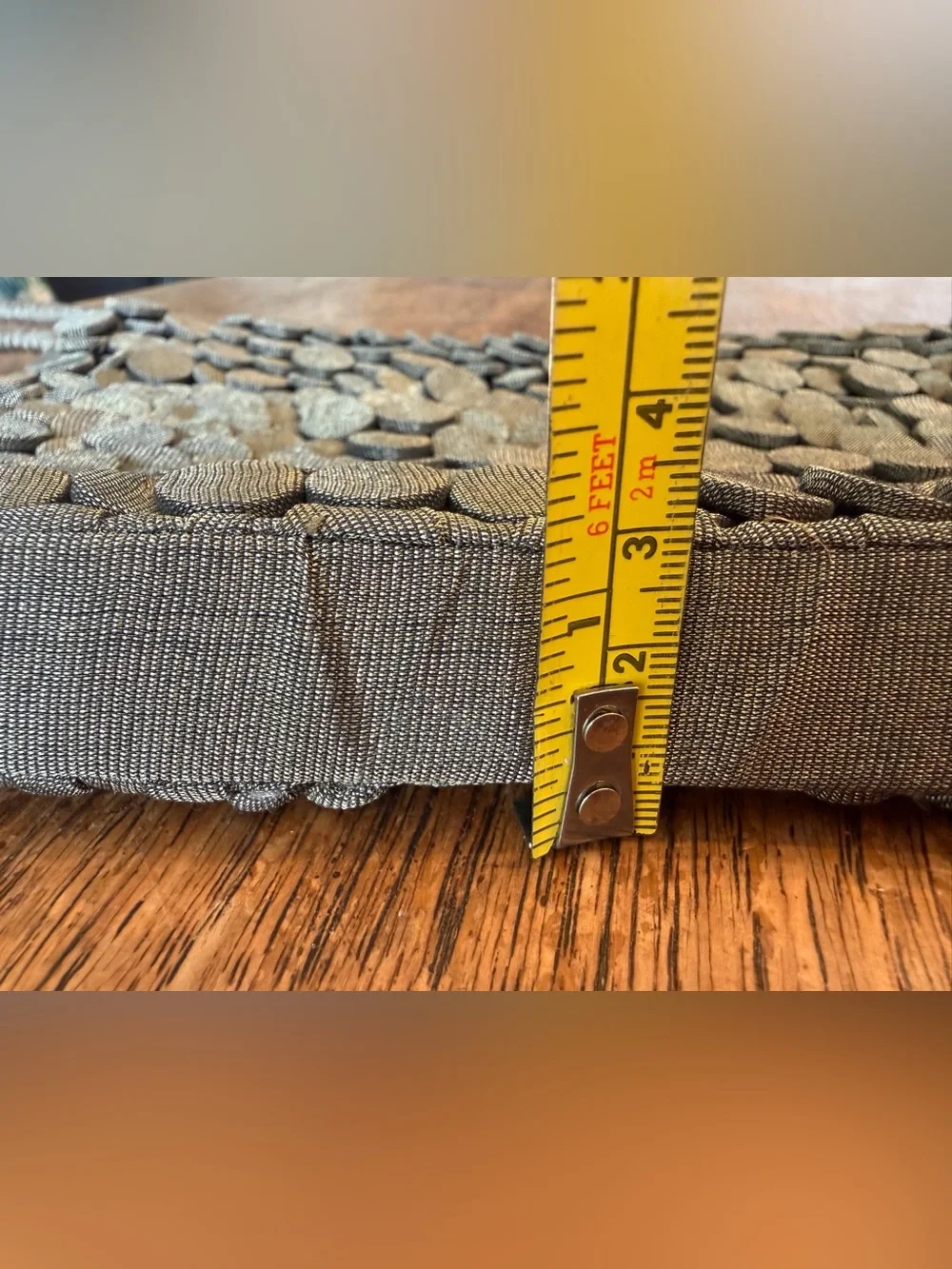 Fabulous BAYAA metallic gray Textured Circular Accent Clutch